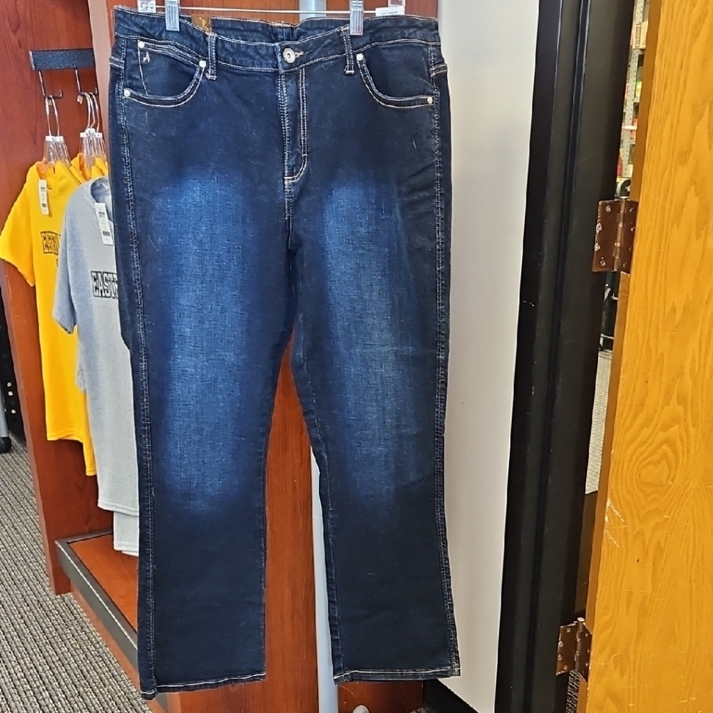 Aura Blue Boot Cut Jeans with Natural Fading